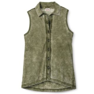 Mossimo Supply Co. Juniors Sleeveless Button Down Top   Tanglewood Green M(7 9)