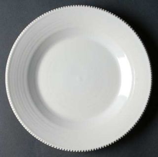 Pottery Barn Gabriella Salad Plate, Fine China Dinnerware   All White,Beaded Edg