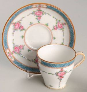 Minton Persian Rose (Older) Flat Demitasse Cup & Saucer Set, Fine China Dinnerwa