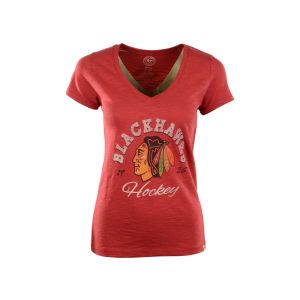 Chicago Blackhawks 47 Brand NHL Womens Vneck Scrum Script T Shirt