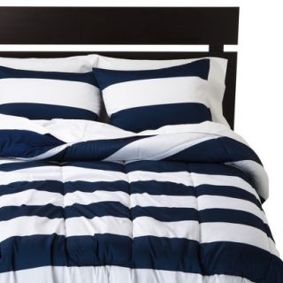Room Essentials Rugby Comforter   Blue/White (King)