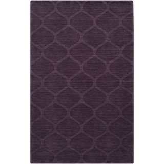 Hand crafted Steele Solid Purple Lattice Wool Rug (8 X 11)