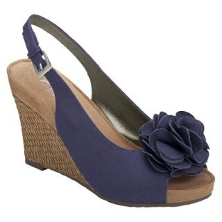Womens A2 By Aerosoles Plushgarden Slingback Wedge   Navy 9.5