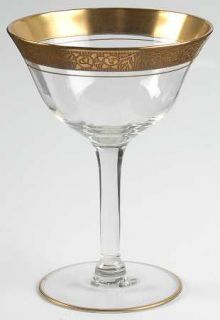 Tiffin Franciscan Rambler Rose Champagne/Tall Sherbet   Stem #14196, Optic, Gold