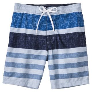 Merona Mens 9 Blue Stripe Boardshort   XS