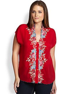 Johnny Was, Sizes 14 24 Rosebud Vest   Fiery Red