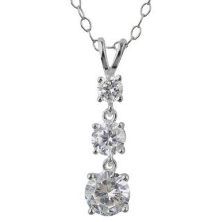 Three stone drop Cubic Zirconia Sterling Silver Cable Chain (18 )