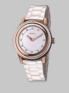 Breil Rose Goldtone Ion Plated Ceramic Watch   White Gold