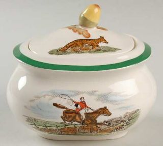 Spode Herring Hunt/The Hunt Sugar Bowl & Lid, Fine China Dinnerware   Camilla, M