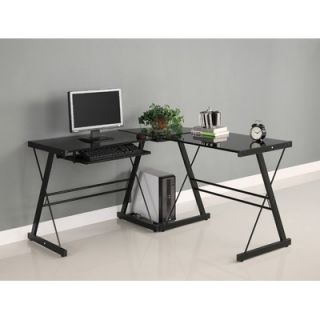 Home Loft Concept Corner Computer Desk WLK1081 Finish Black / Black Glass