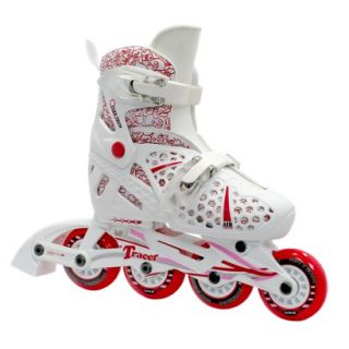 Girls Roller Derby Tracer Adjustable Inline Skate   White/ Red (Small 12 1)