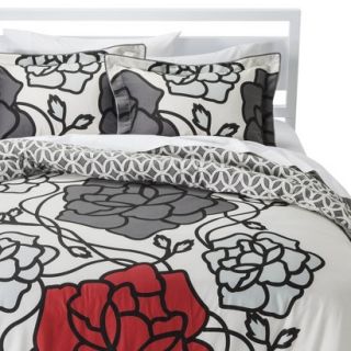 Room 365 Pop Floral Reversible Comforter Set   Gray/Red (Twin)