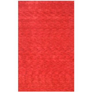 Hand loomed Red Wool Rug (5 X 8)
