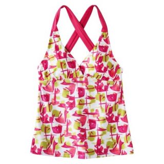 Clean Water Womens Printed Tankini Swim Top  Pink XL