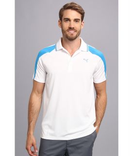 PUMA Golf Color Blocked Tech Polo Mens Short Sleeve Pullover (White)