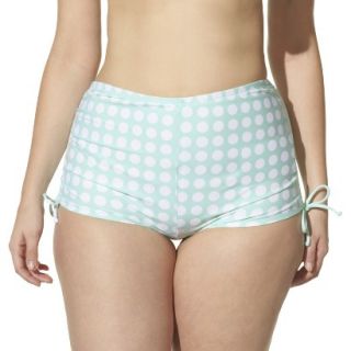 Womens Plus Size Side Tie Swim Shorts   Green Mint/White 24W