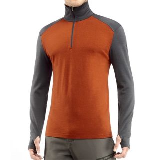 Icebreaker Tech Zip Neck Shirt   UPF 30+  Merino Wool  Midweight  Long Sleeve (For Men)   COPPER/MONSOON (2XL )