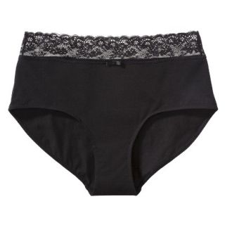 Gilligan & OMalley Womens Cotton With Lace Hipster Brief   Black XL