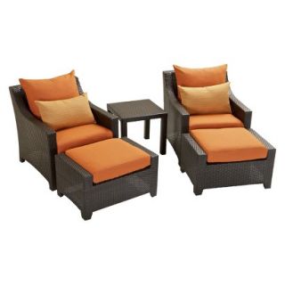 Deco 5 Piece Wicker Patio Chat Furniture Set   Orange
