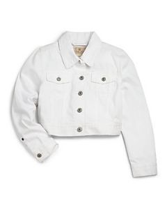 Ralph Lauren Girls Distressed Denim Jacket   White