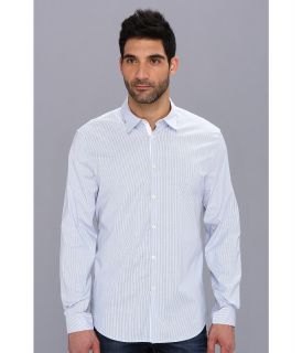 John Varvatos Star U.S.A. Luxe Turnback Placket Pinstripe Shirt W434Q1L Mens Long Sleeve Button Up (Blue)