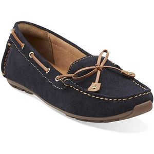 Clarks Womens Dunbar Cruiser Navy Suede Shoes, Size 11 M   66485