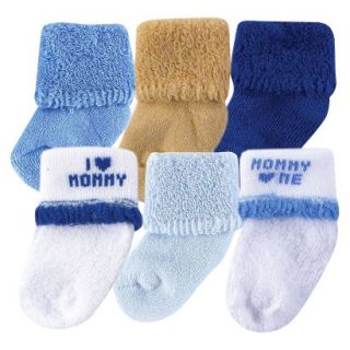 Luvable Friends Newborn Boys 6 Pack I love Mom Socks 0 6 M