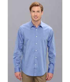 Perry Ellis Long Sleeve Twill Non Iron Shirt Mens Long Sleeve Button Up (Blue)
