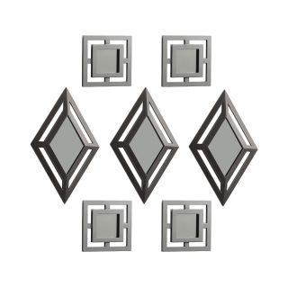 Set of 7 Silver Tone Diamond and Square Wall Mirrors