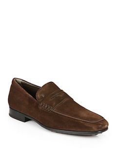 Tods Suede Penny Loafers   Chocolate  Tods Shoes