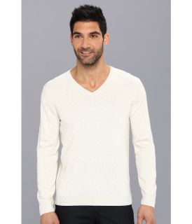 Perry Ellis L/S Cotton Rayon V Neck Sweater Mens Long Sleeve Pullover (Beige)