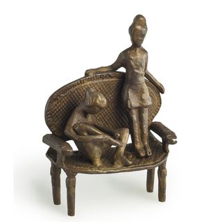 Girls On Vintage Armchair Bronze Sculpture