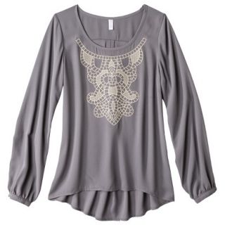 Xhilaration Juniors Embroidered Top   Gray XL(15 17)