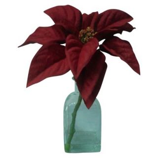 Poinsettia 9 in Glass Vase   Red
