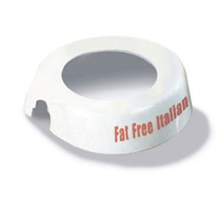 Tablecraft White Plastic Dispenser Collar w/ Maroon Print, Fat Free Italian