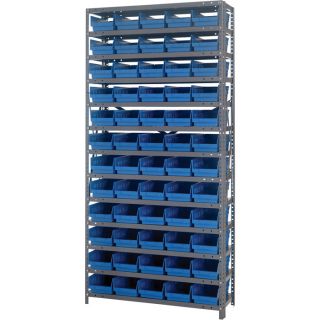 Quantum Storage 60 Bin Shelf Unit   12 Inch x 36 Inch x 75 Inch Rack Size, Blue
