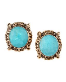 Turquoise Button Clip Earrings