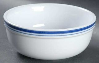 Pottery Barn Pba26 Coupe Cereal Bowl, Fine China Dinnerware   Wide Blue Band Edg