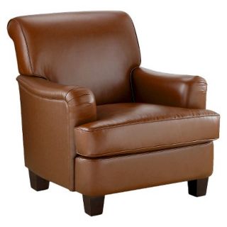 Leather Chair Upholstered Chair English Rolled Arm Chair   Camel Bonded