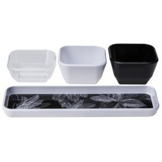 Room Essentials 4 Piece Dip Bowl with Tray   White/Black