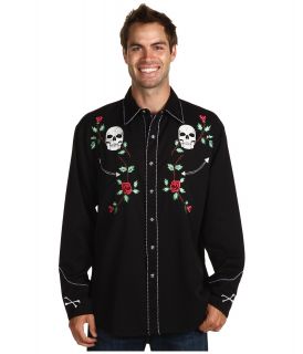 Scully Skull Roses Shirt Mens Long Sleeve Button Up (Black)