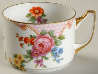 Epiag Bridal Rose (White Background) Flat Cup, Fine China Dinnerware   Pink Trel
