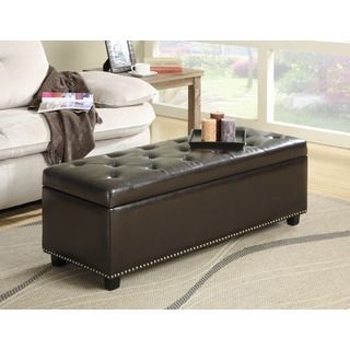 Springfield Collection Dark Brown Tufted Bonded Leather Storage Ottoman