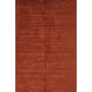 Hand loomed Solid Red/ Orange Wool/ Silk Rug (9 X 13)