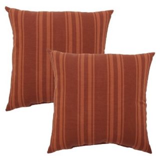 Threshold 2 Piece Square Outdoor Toss Pillow Set   Orange Stripe