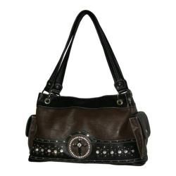 Womens Blingalicious Zipper Top Cross Handbag Q364 Brown