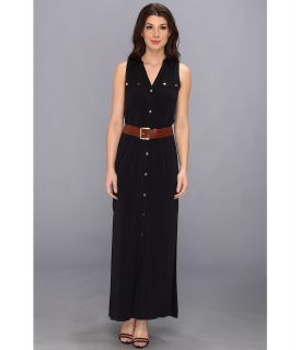 MICHAEL Michael Kors Matte Jersey Sleeveless Maxi Shirt Dress Womens Dress (Navy)