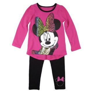 Disney Infant Toddler Girls Minnie Mouse Top and Bottom Set   Fuchsia 5T