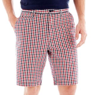 St. Johns Bay Madras Plaid Flat Front Shorts, Red, Mens