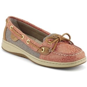 Sperry Top Sider Womens Angelfish Washed Red Embossed Leopard Shoes, Size 5.5 M   9542820